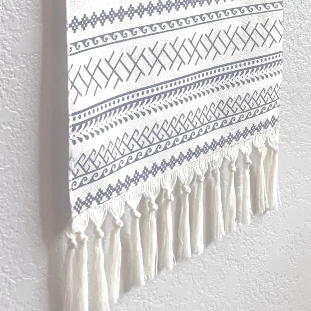 Set/2 Gray Beige Boho Mandala Aztec Ethnic Print Tapestry Wall Hangings w/ Hooks